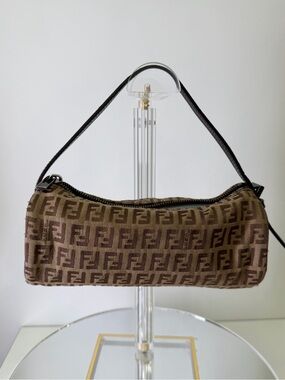 Fendi Brown and Black Shoulder Bag with Signature Monogram